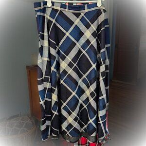 CJ Banks Blue White Black Plaid Tartan Midi Skirt Women XL
